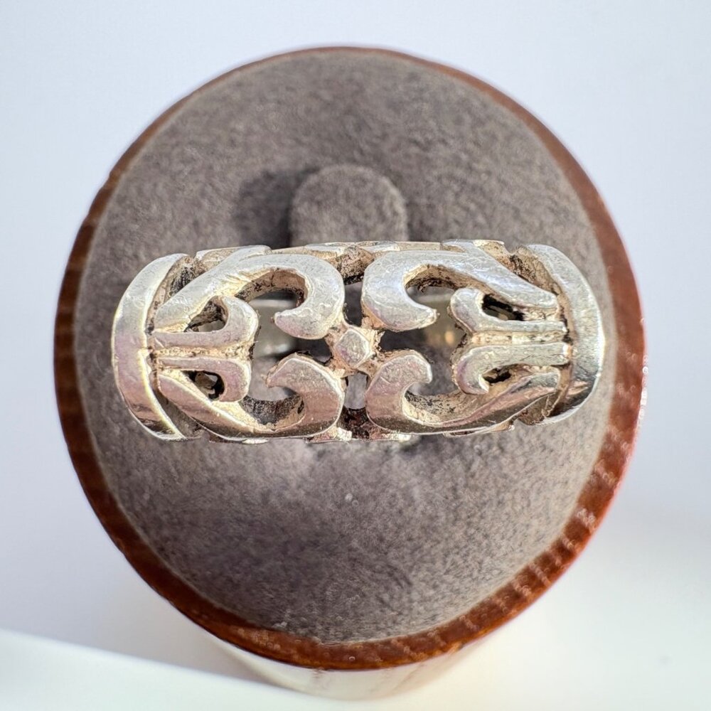 Openwork Scroll Design Band Ring VTG Solid Sterling Silver 925 Size 6.75